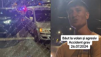 (VIDEO) Accident în lanț provocat de un șofer băut în Chișinău. Pasagerul său s-a dat în spectacol și a ajuns „vedetă” pe TikTok