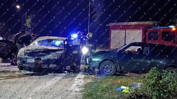 (FOTO) Accident nocturn, la Sângera. Mai multe echipaje IGSU și de poliție au intervenit la fața locului