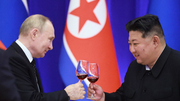 Vladimir Putin și Kim Jong Un, în timpul vizitei efectuate de președintele rus la Phenian, în iunie 2024