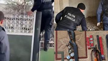 (VIDEO) Arsenal de arme „cu cântec”, la Vulcănești și Taraclia. Momentul în care polițiștii sar poarta