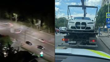 (VIDEO) Patimile „drift-ului” pe Calea Ieșilor. Unul din trei teribiliști a rămas fără BMW