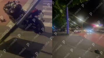 (VIDEO) Accident nocturn, cu implicarea unei motociclete, în Chișinău