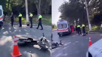 (VIDEO) Biciclist în stare gravă, după ce a fost spulberat de o mașină sub ochii unui echipaj de poliție, la Bălți