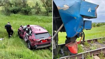 Mașină cu 5 oameni la bord, lovită de un tren, la Cimișlia