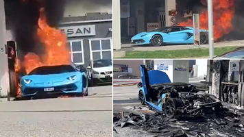 Un Lamborghini Aventador SVJ de peste 500.000 de euro a luat foc în timp ce era alimentat, la o benzinărie din Elveția: „Dezastru total”