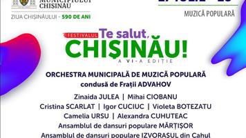 Andra, Fuego, Zinaida Julea, Mihai Ciobanu și Igor Cuciuc se numără printre artiștii care vor urca pe scena Festivalului „Te salut, Chișinău!”, în deschiderea serii dedicate muzicii populare. Vineri, 17 iulie, începând cu ora 18:00, strada pietonală Eugen Doga va găzdui un spectacol ce reunește nume de referință ale muzicii populare atât din Republica Moldova cât și din România.