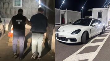 (VIDEO) „Escroc imobiliar” cu Porsche Panamera, luat de INI direct din Vama Leova-Bumbăta, în timp ce încerca să fugă din R.Moldova