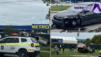 (VIDEO) Un BMW s-a răsturnat în urma unui accident, la Bălți