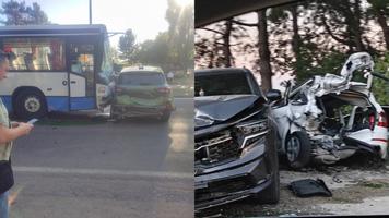 (VIDEO) Momentul în care un autocar a luat cu asalt mai multe mașini pe bulevardul Dacia, surprins de o cameră de supraveghere